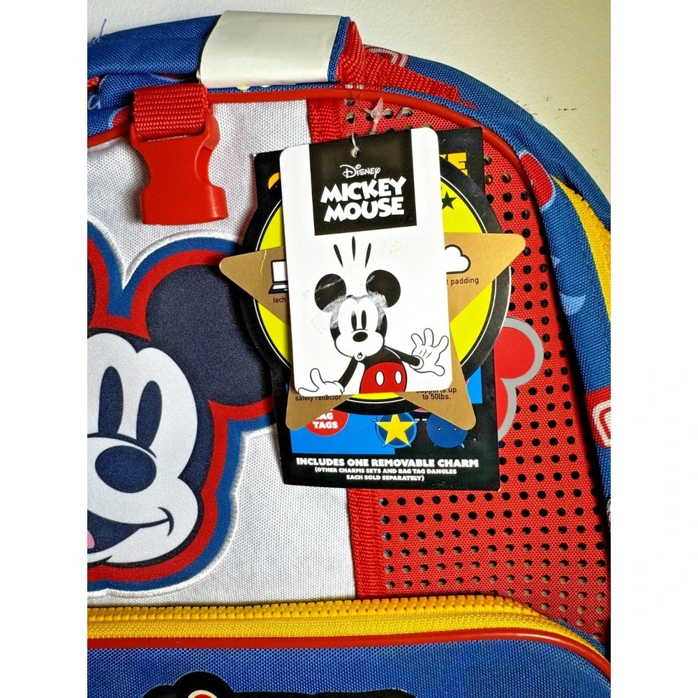 Disney Mickey Mouse 14.4L Backpack Multiple‎ Zipper Pockets Colorful 1928 NWT
